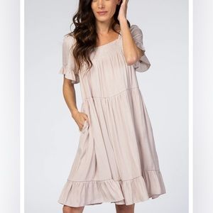 PinkBlush Light Taupe Tiered Ruffle Dress